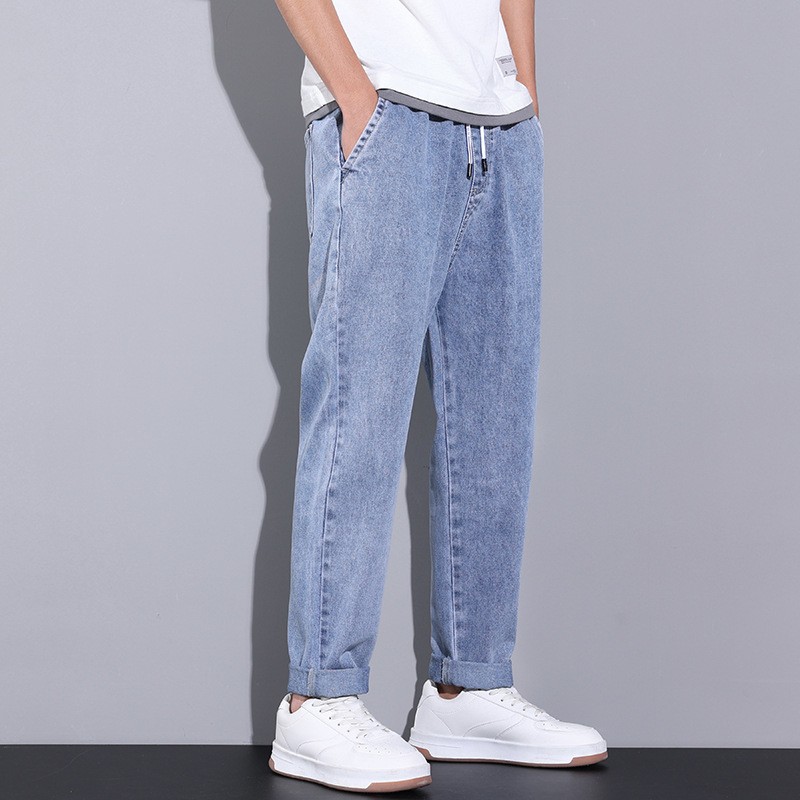 Pantalones anchos de verano con cordón para hombre