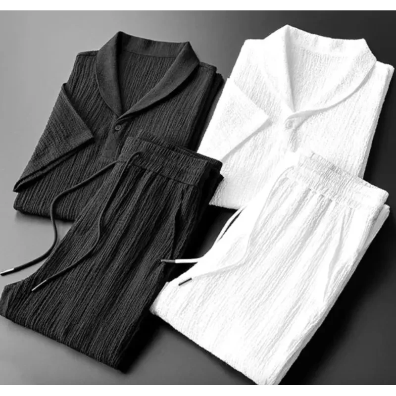 Top holgado de manga corta y pantalón con cordón Ropa de hombre