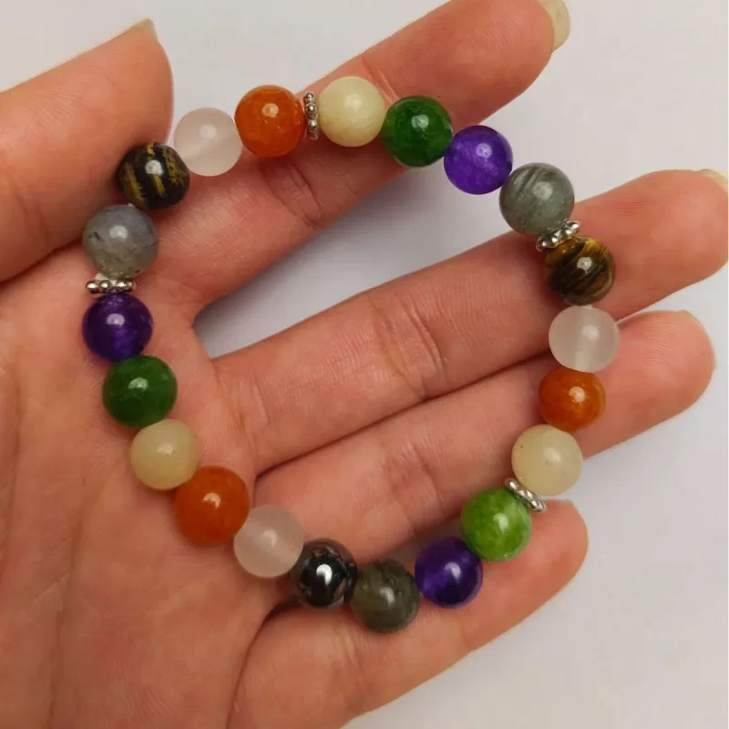 Pulsera de cuentas de piedras preciosas multicolores vibrantes