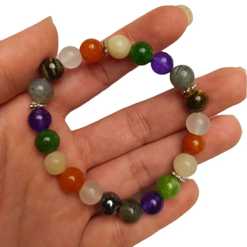Pulsera de cuentas de piedras preciosas multicolores vibrantes