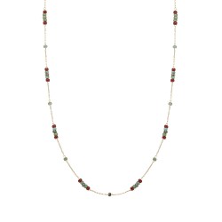 Elegante collar de cuentas turquesa y rojo vino