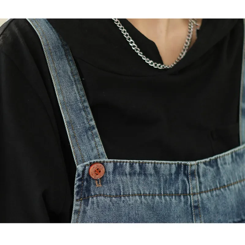 Pantalones vaqueros casuales con tirantes para mujer