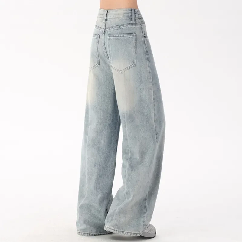 Pantalones vaqueros retro de pierna recta para mujer