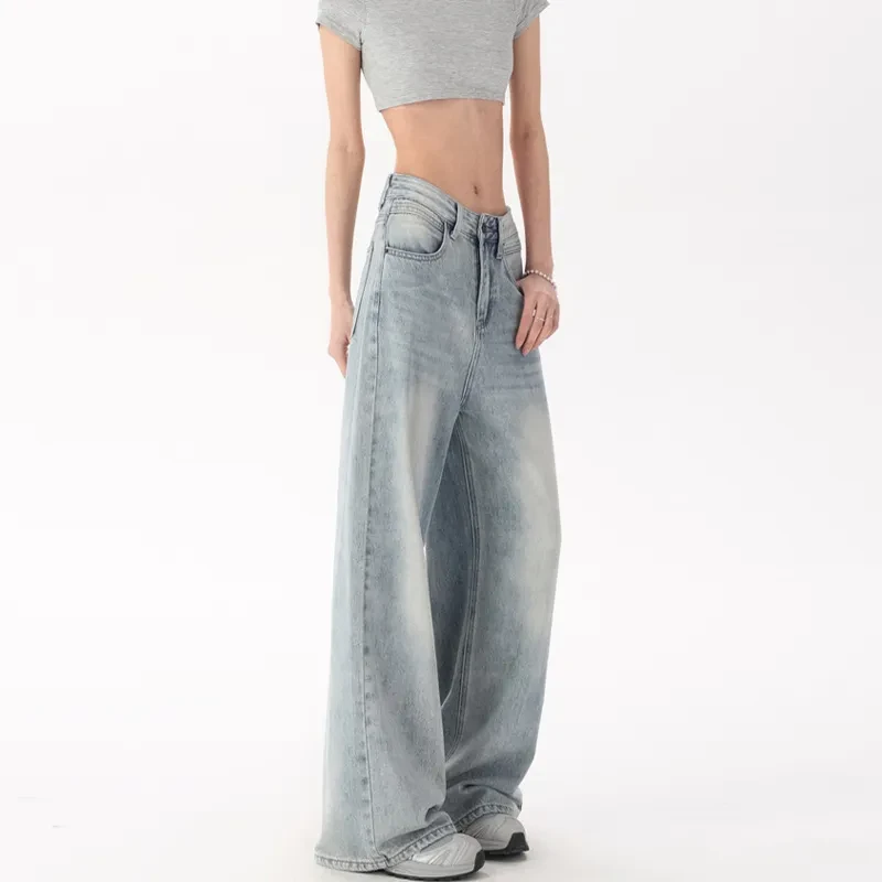 Pantalones vaqueros retro de pierna recta para mujer