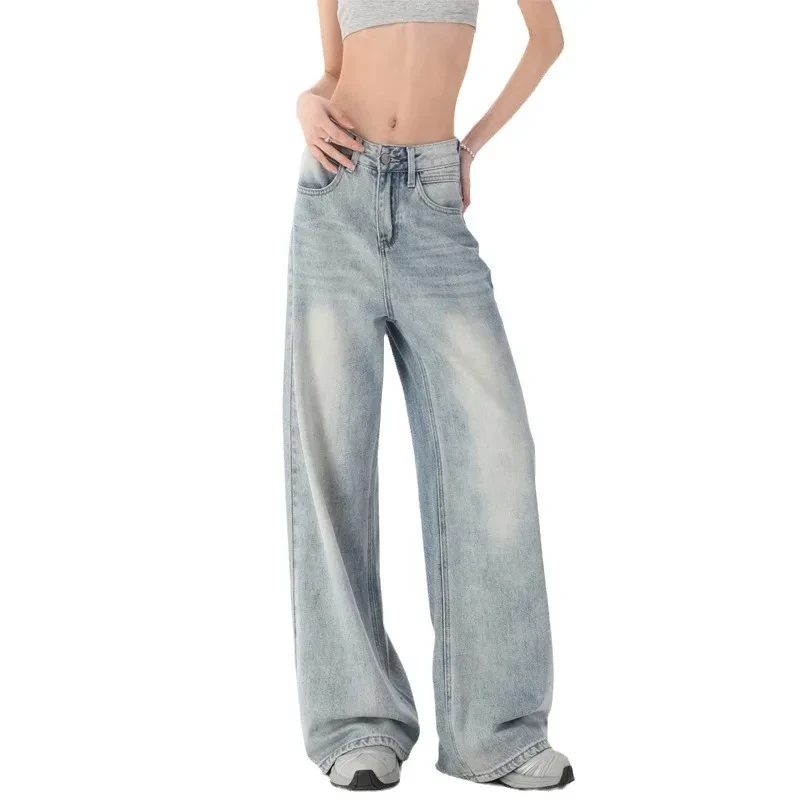 Pantalones vaqueros retro de pierna recta para mujer