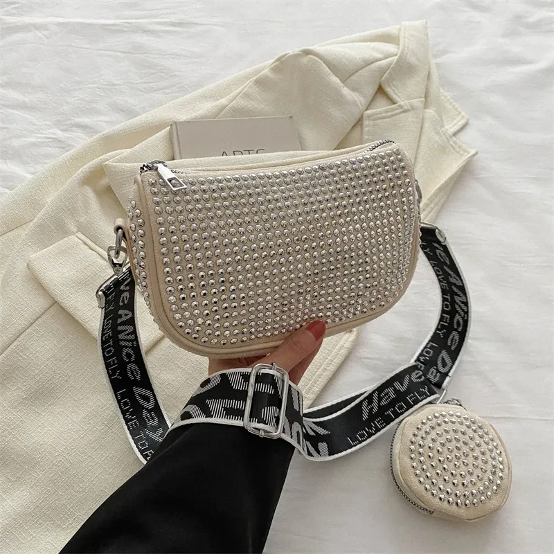 Bolso de hombro de fiesta de moda con diamantes de imitación y monedero pequeño