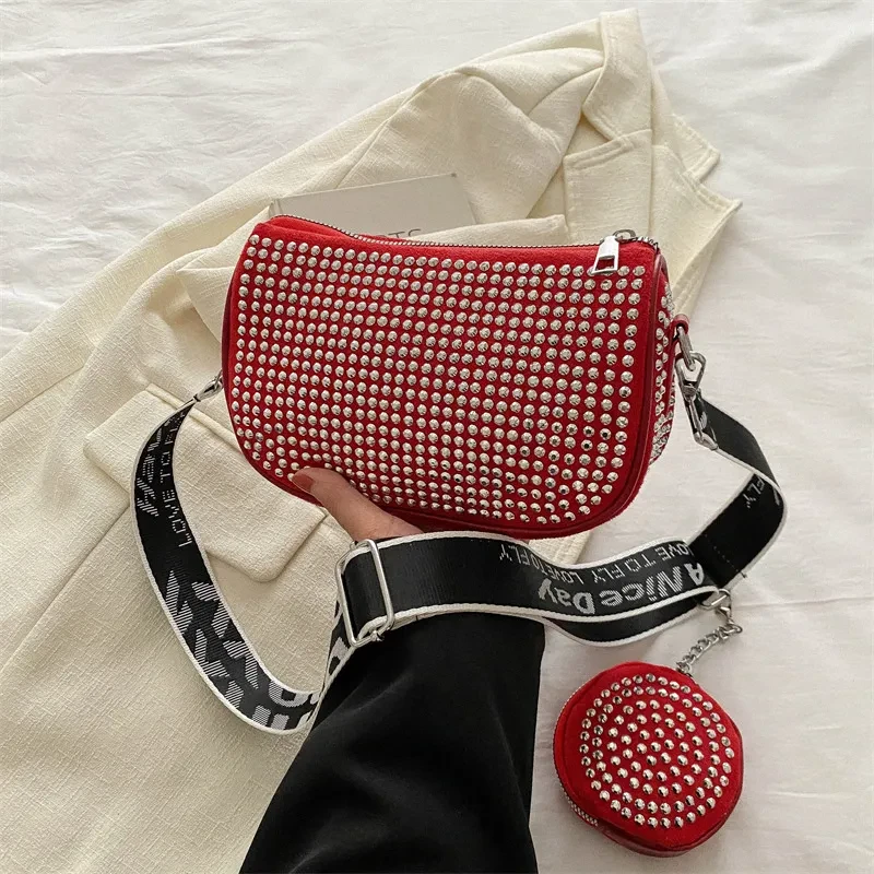 Bolso de hombro de fiesta de moda con diamantes de imitación y monedero pequeño