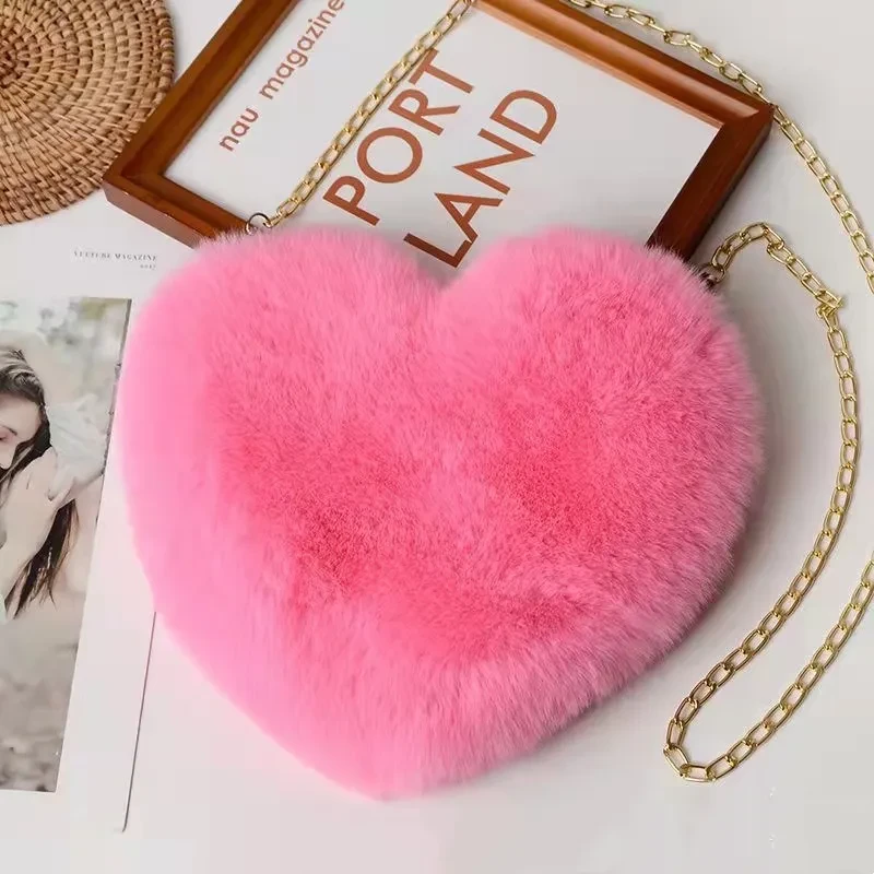 Bolso de hombro con cadena de peluche