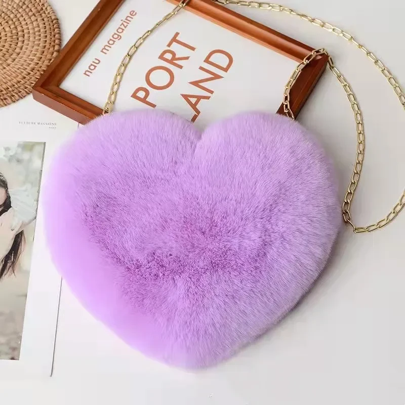Bolso de hombro con cadena de peluche