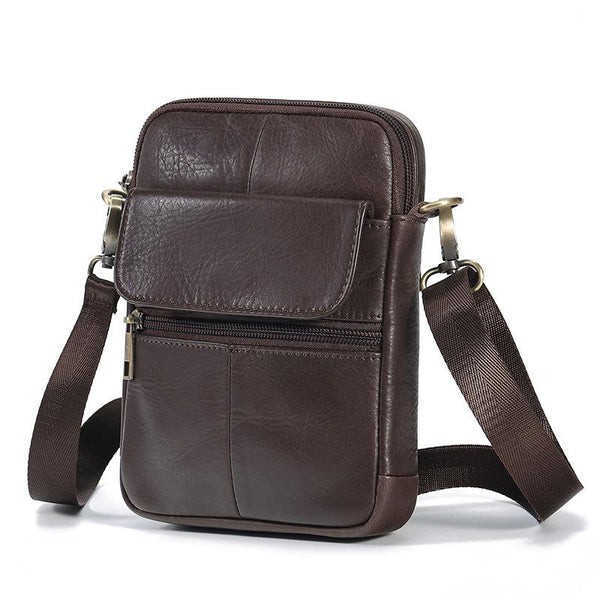 Bolso bandolera informal vintage de piel de vaca para hombre