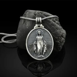 Collar de la Virgen María con Medalla Milagrosa de Estaño Puro