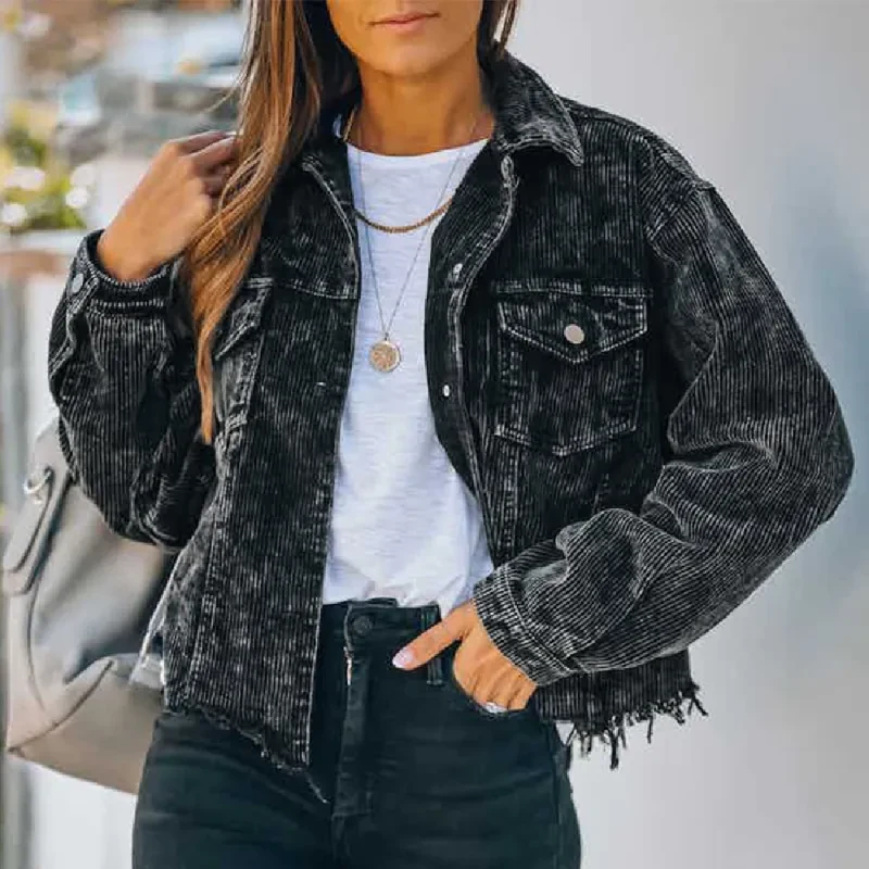 Abrigo de béisbol retro de moda para mujer