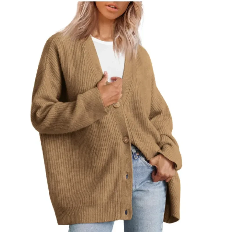 Cárdigan de punto con cuello en V para mujer