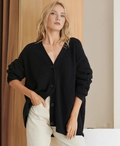 Cárdigan de punto con cuello en V para mujer