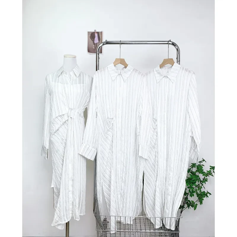 Vestido largo de rayas francesas para mujer