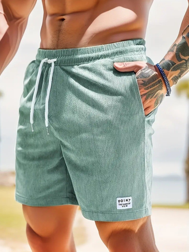 Pantalones cortos de pana con cordones para hombre