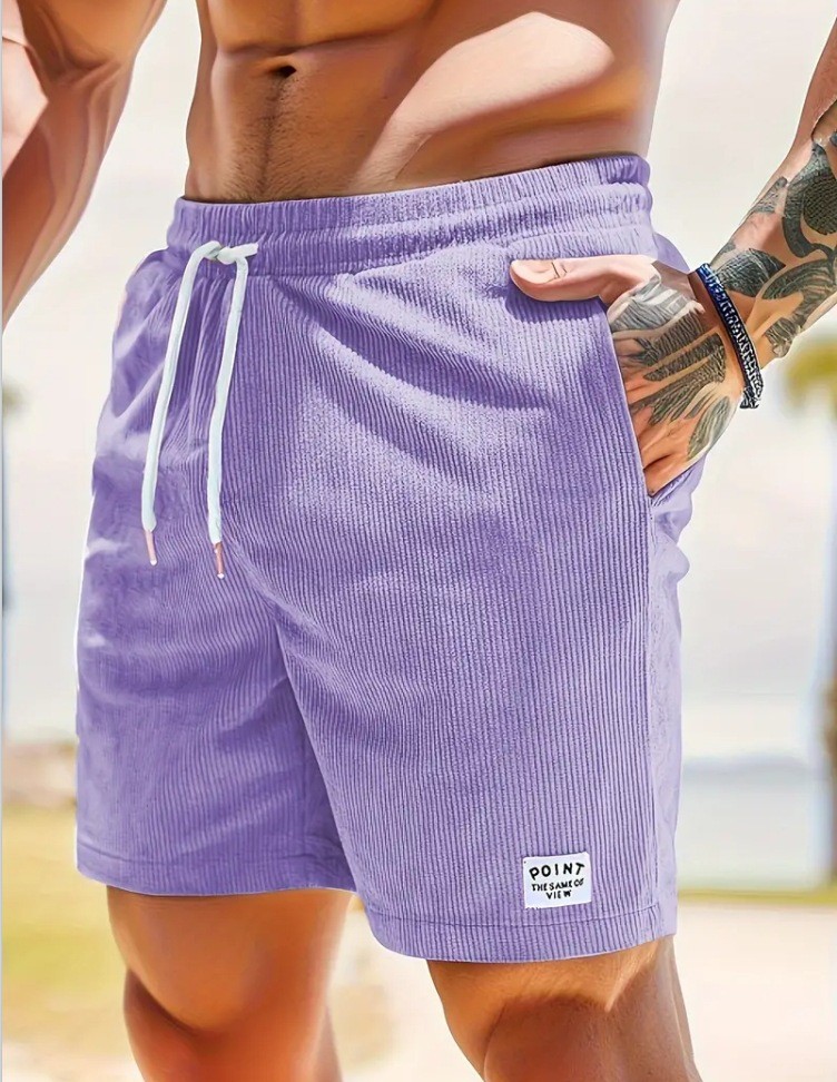 Pantalones cortos de pana con cordones para hombre