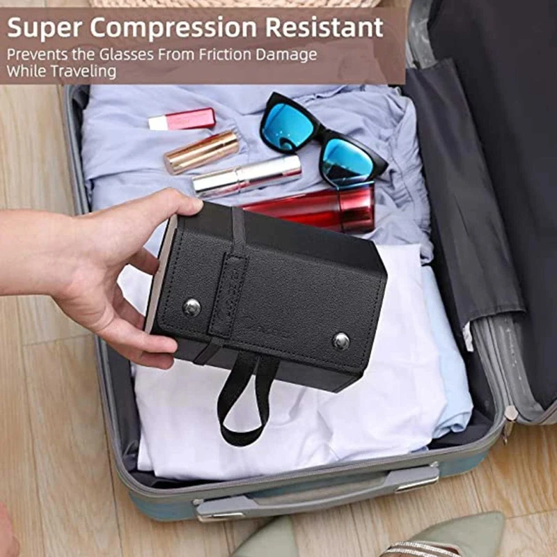 Caja de almacenamiento para gafas de sol de viaje Pixiqa con 5 ranuras