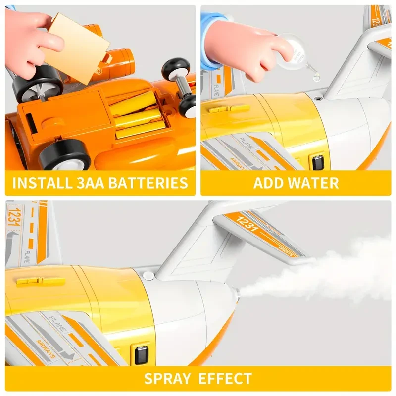 Avión de transporte grande con aerosol para niños de 3 años (incluye 10 vehículos)