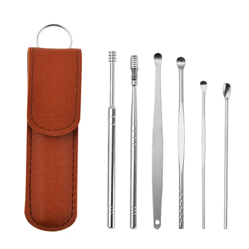 Juego de 6 removedores de cerumen de acero inoxidable