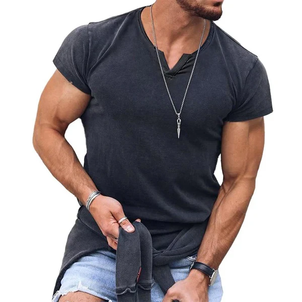 Camiseta informal transpirable con cuello en V para hombre