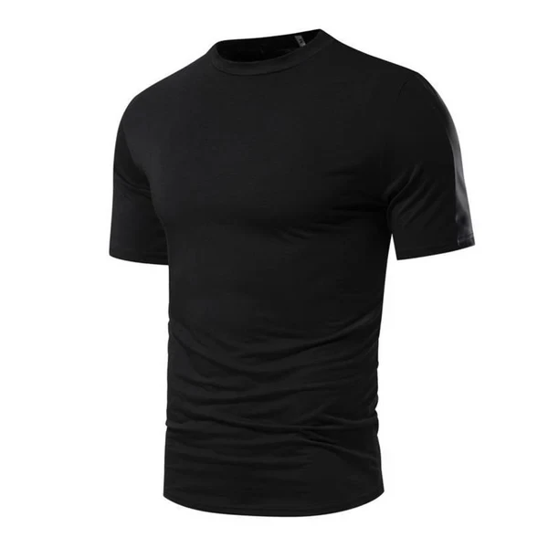Camiseta holgada de manga corta con cuello redondo y parches de cuero
