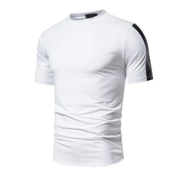 Camiseta holgada de manga corta con cuello redondo y parches de cuero