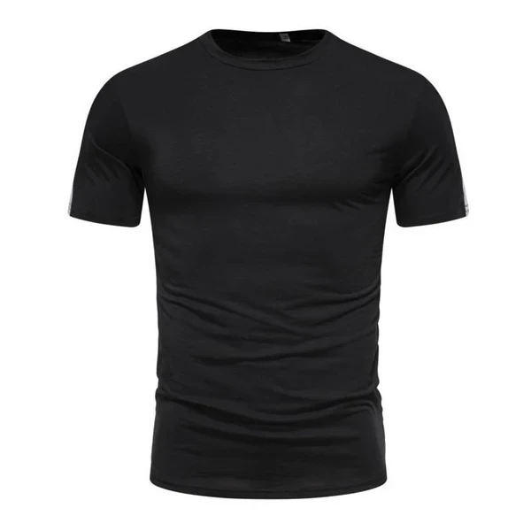 Camiseta holgada de manga corta con cuello redondo y parches de cuero