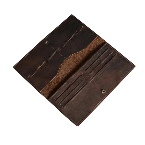 Cartera vintage de cuero ultrafina de gran capacidad para hombre