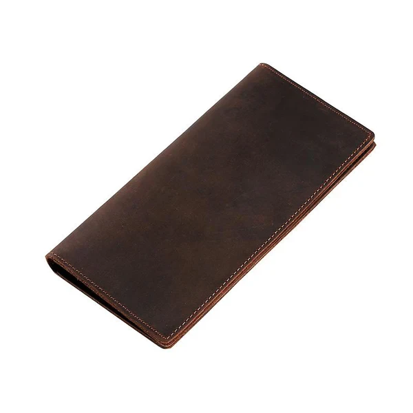 Cartera vintage de cuero ultrafina de gran capacidad para hombre