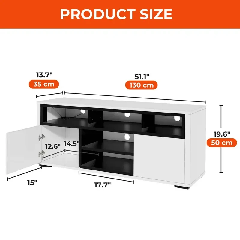 Mueble de TV LED de 60" - Consola multimedia de centro de entretenimiento de alto brillo