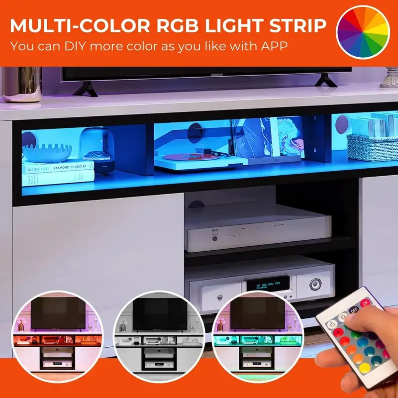Mueble de TV LED de 60" - Consola multimedia de centro de entretenimiento de alto brillo