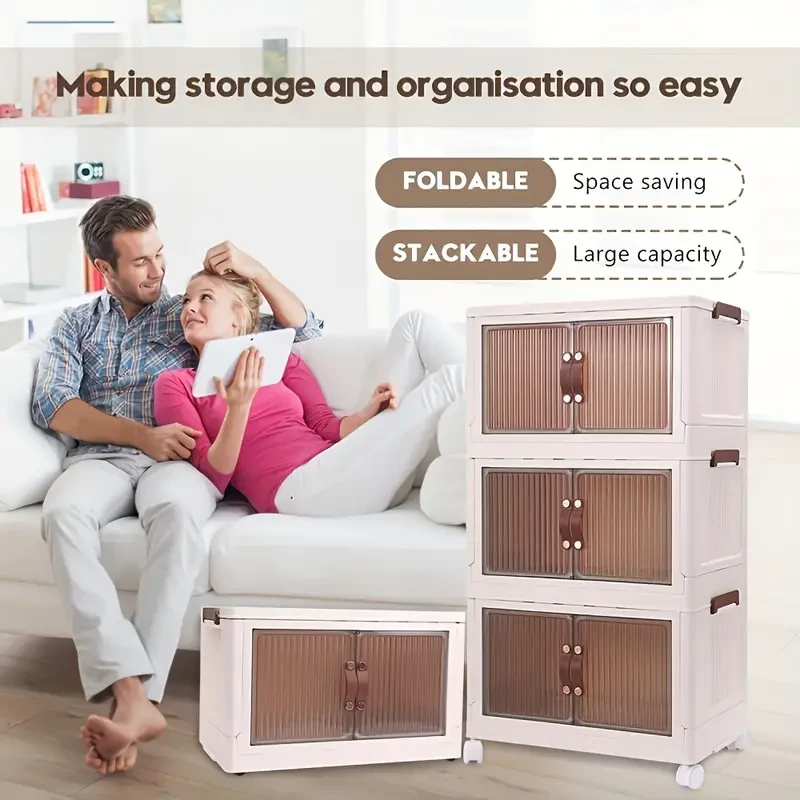 Gabinete de almacenamiento plegable de gran capacidad de 3/4 capas - Estante de plástico multicapa sin instalación