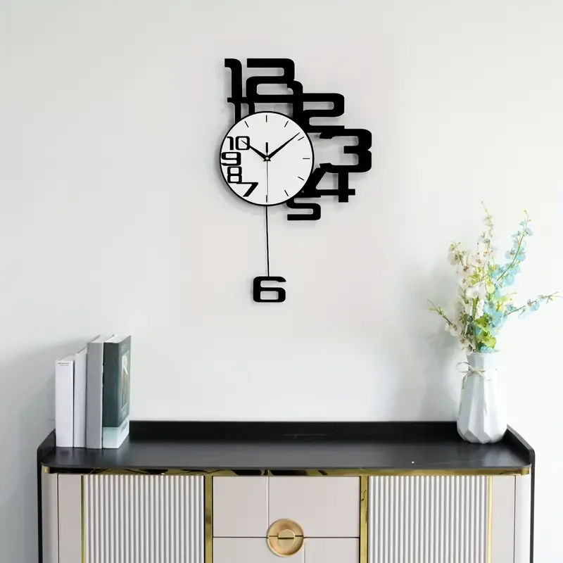 Reloj de pared moderno y elegante con pantalla digital silenciosa - Decoración creativa a pilas