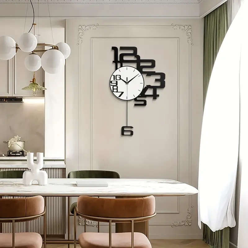 Reloj de pared moderno y elegante con pantalla digital silenciosa - Decoración creativa a pilas