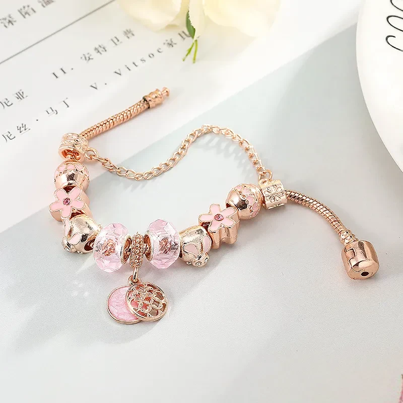 Pulsera geométrica de oro rosa para mujer