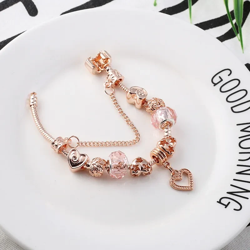 Pulsera geométrica de oro rosa para mujer