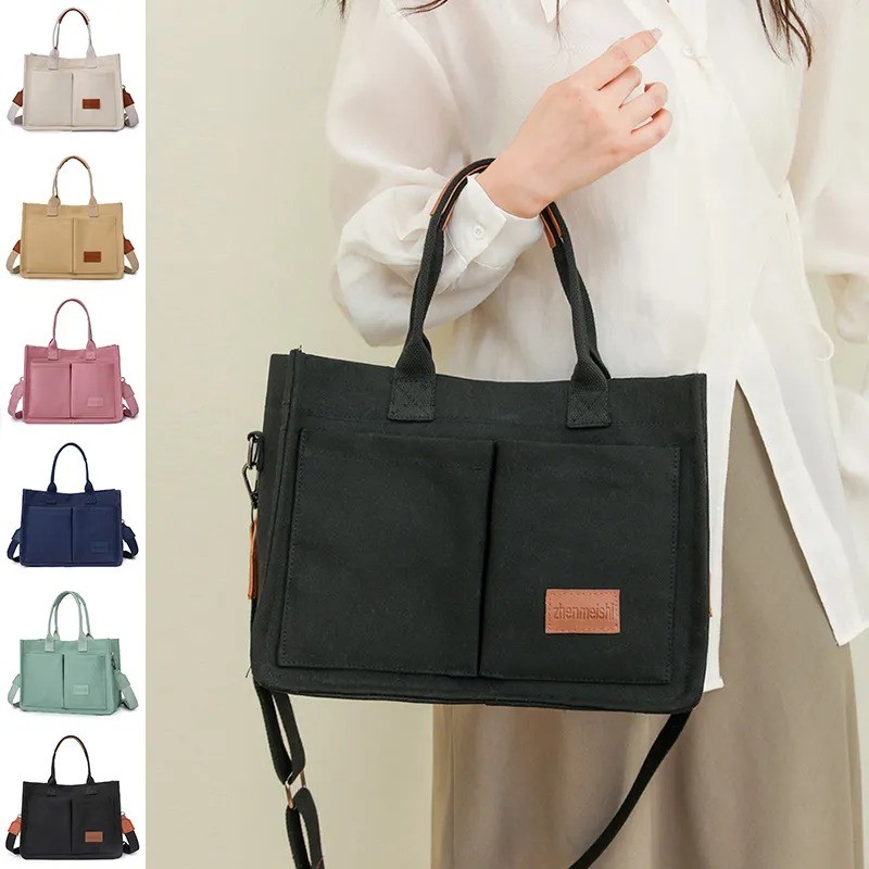 Nuevo bolso de hombro de lona para mujer, bolsos de gran capacidad
