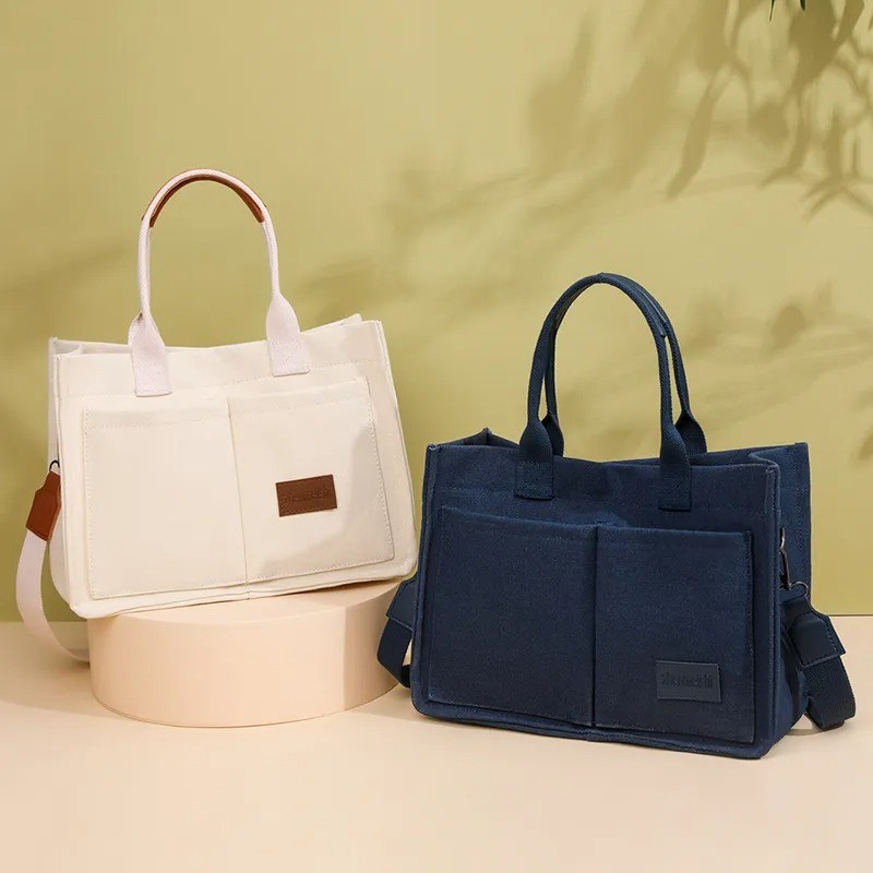 Nuevo bolso de hombro de lona para mujer, bolsos de gran capacidad