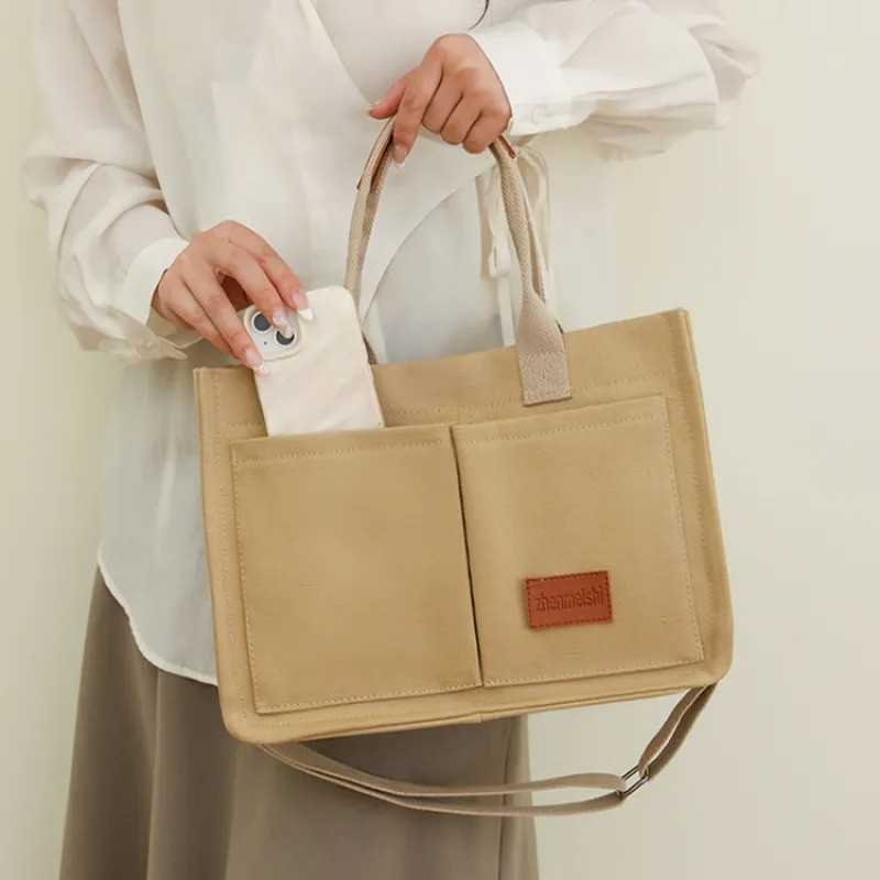 Nuevo bolso de hombro de lona para mujer, bolsos de gran capacidad