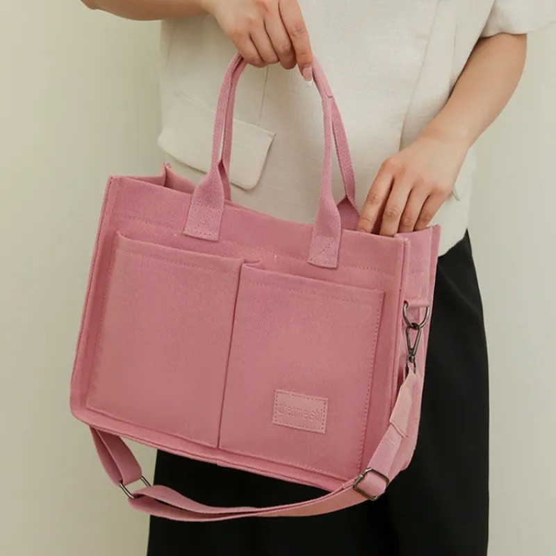 Nuevo bolso de hombro de lona para mujer, bolsos de gran capacidad