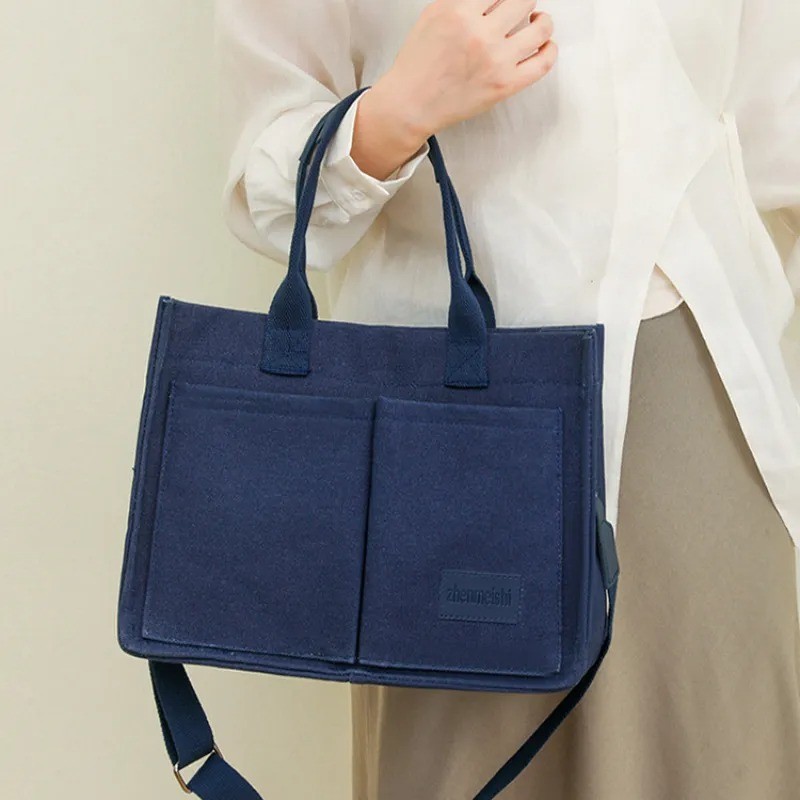 Nuevo bolso de hombro de lona para mujer, bolsos de gran capacidad
