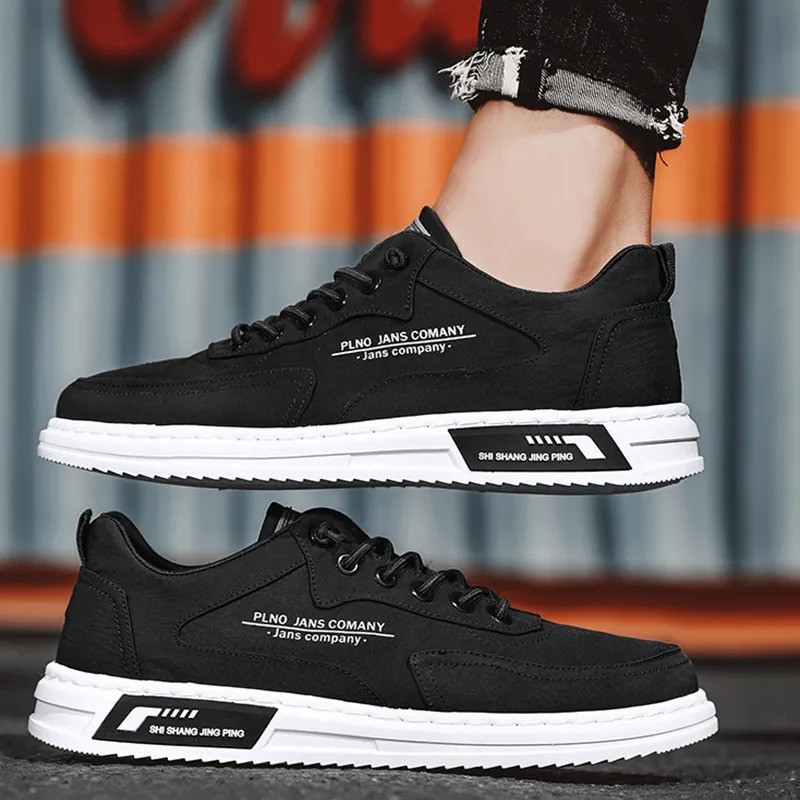 Zapatillas deportivas de lona con plataforma y estampado de letras para hombre
