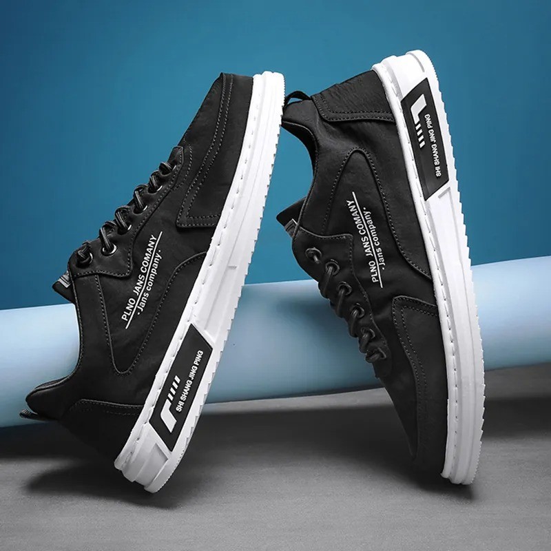 Zapatillas deportivas de lona con plataforma y estampado de letras para hombre