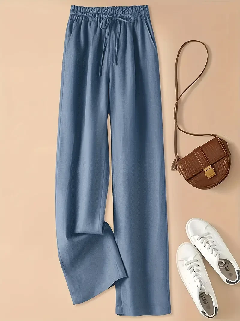 Pantalones anchos y elegantes con cintura elástica para mujer