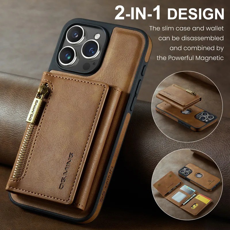 Funda magnética para teléfono con cargador inalámbrico y tarjetero