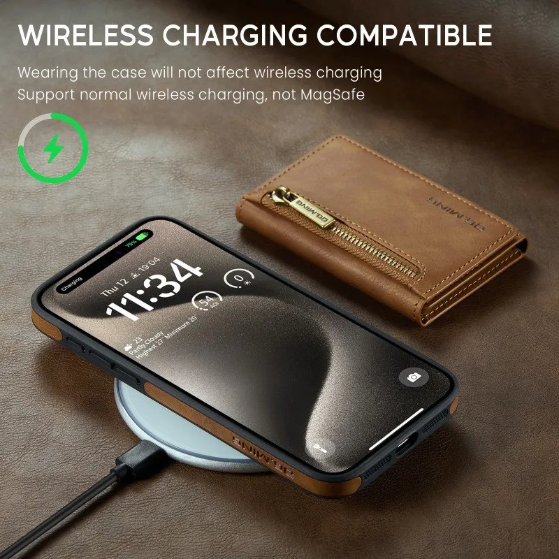Funda magnética para teléfono con cargador inalámbrico y tarjetero