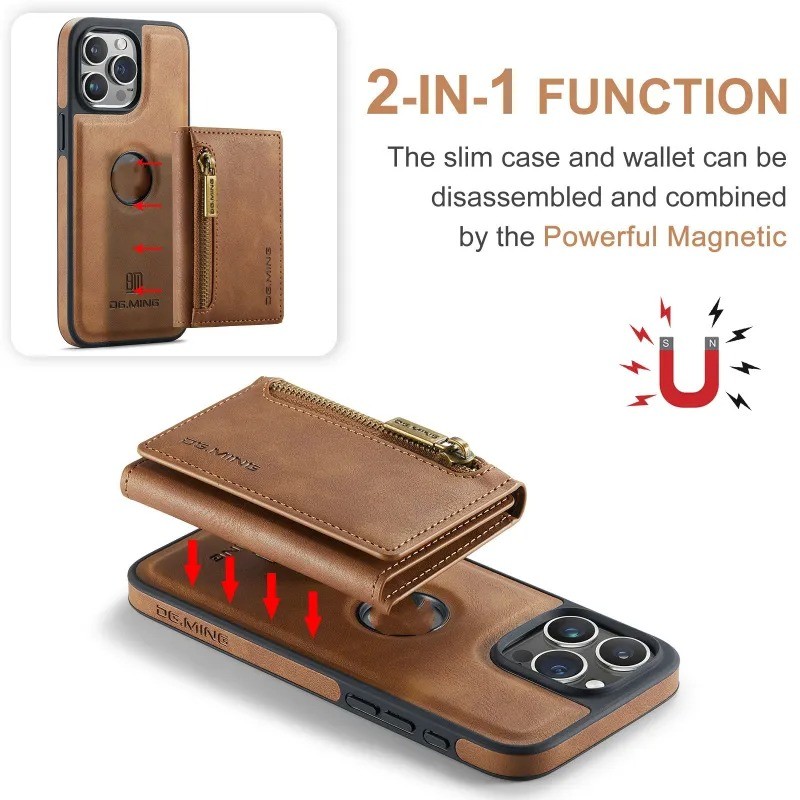 Funda magnética para teléfono con cargador inalámbrico y tarjetero