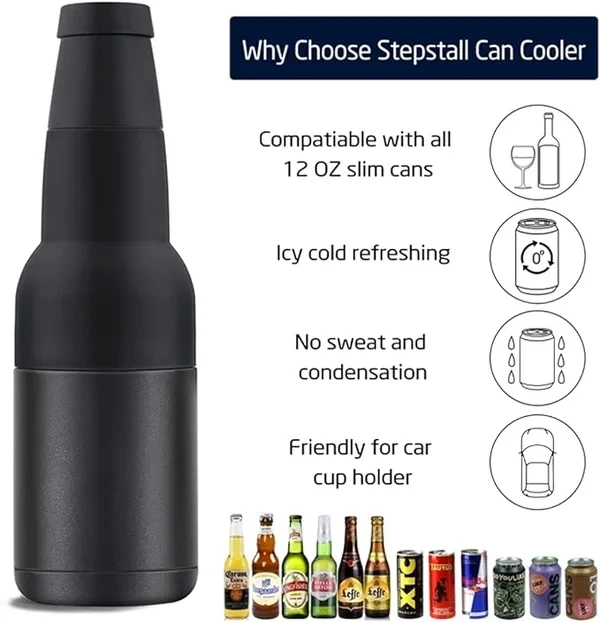 Enfriador de botellas y latas de cerveza con abridor