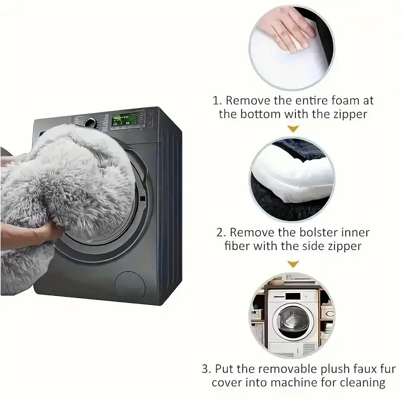 Cama para perros y humanos: cama ortopédica lavable de piel sintética para personas y mascotas, con almohada y manta mullidas.